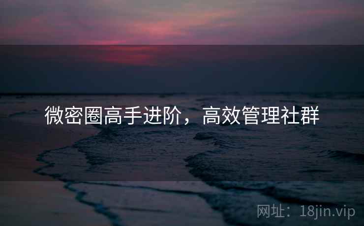 微密圈高手进阶，高效管理社群